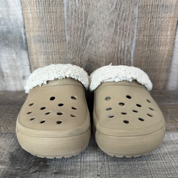 Little Kids Crocs Classic Lined Taupe Casual Comfort Slip On Clogs Shoes Size 12 - Picture 3 of 11